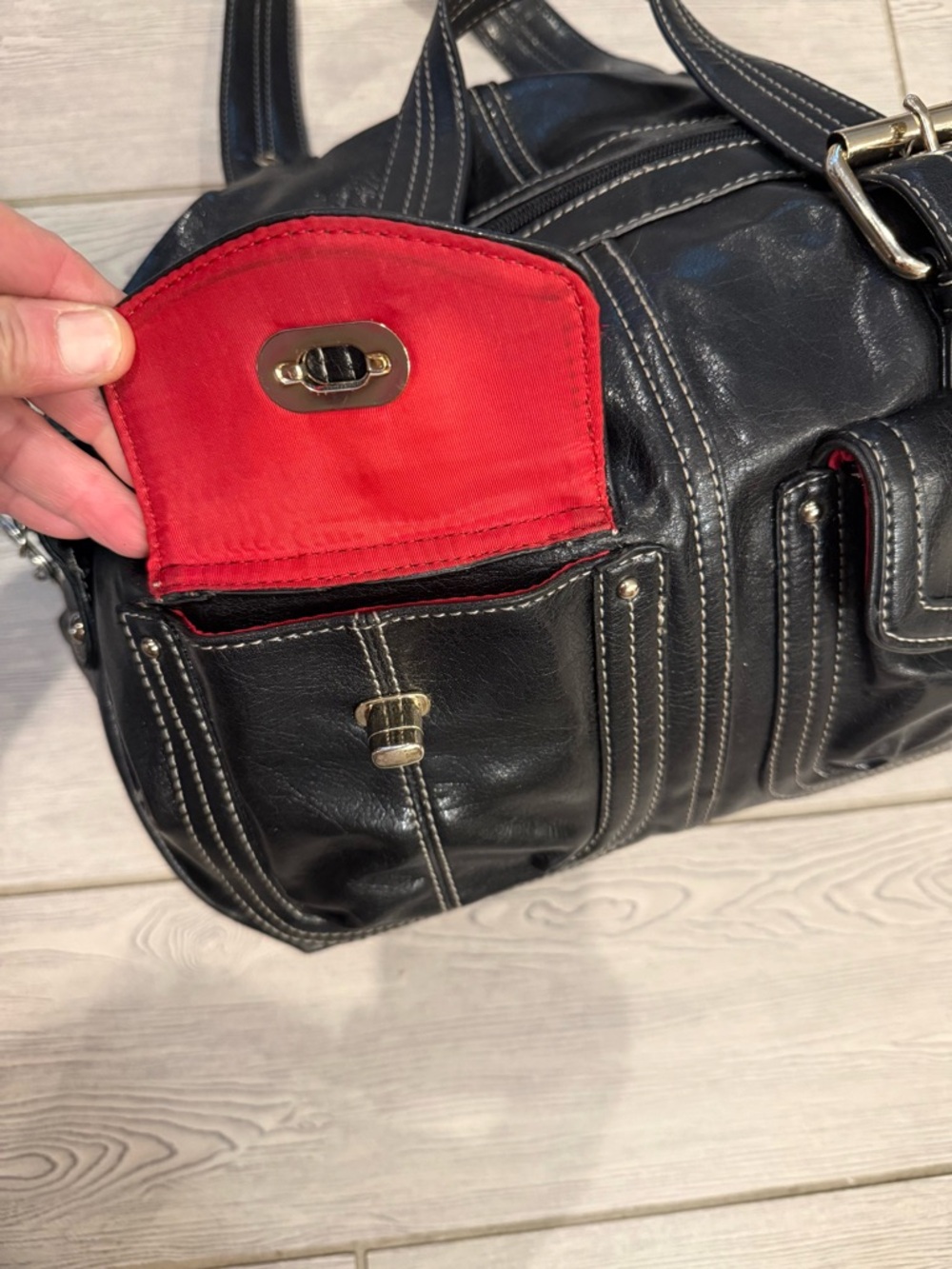 Y2k Kathy Vanzeeland for Nine West Faux  Leather Shoulder Bag with Front Pockets - Picture 7 of 16